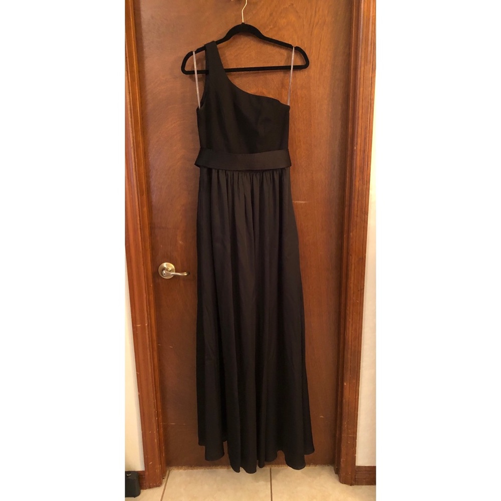 One shoulder dress with satin sash